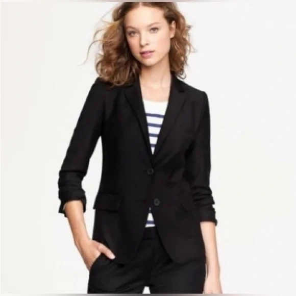 J.Crew 1035 Bi Stretch Wool Black Blazer (Size 6P) - Picture 1 of 14